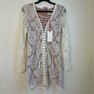 Anthropologie The Jetset Diaries White Lace Long Sleeve Dress